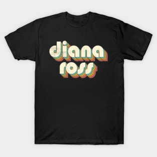 Retro Vintage Rainbow Diana Letters Distressed Style T-Shirt